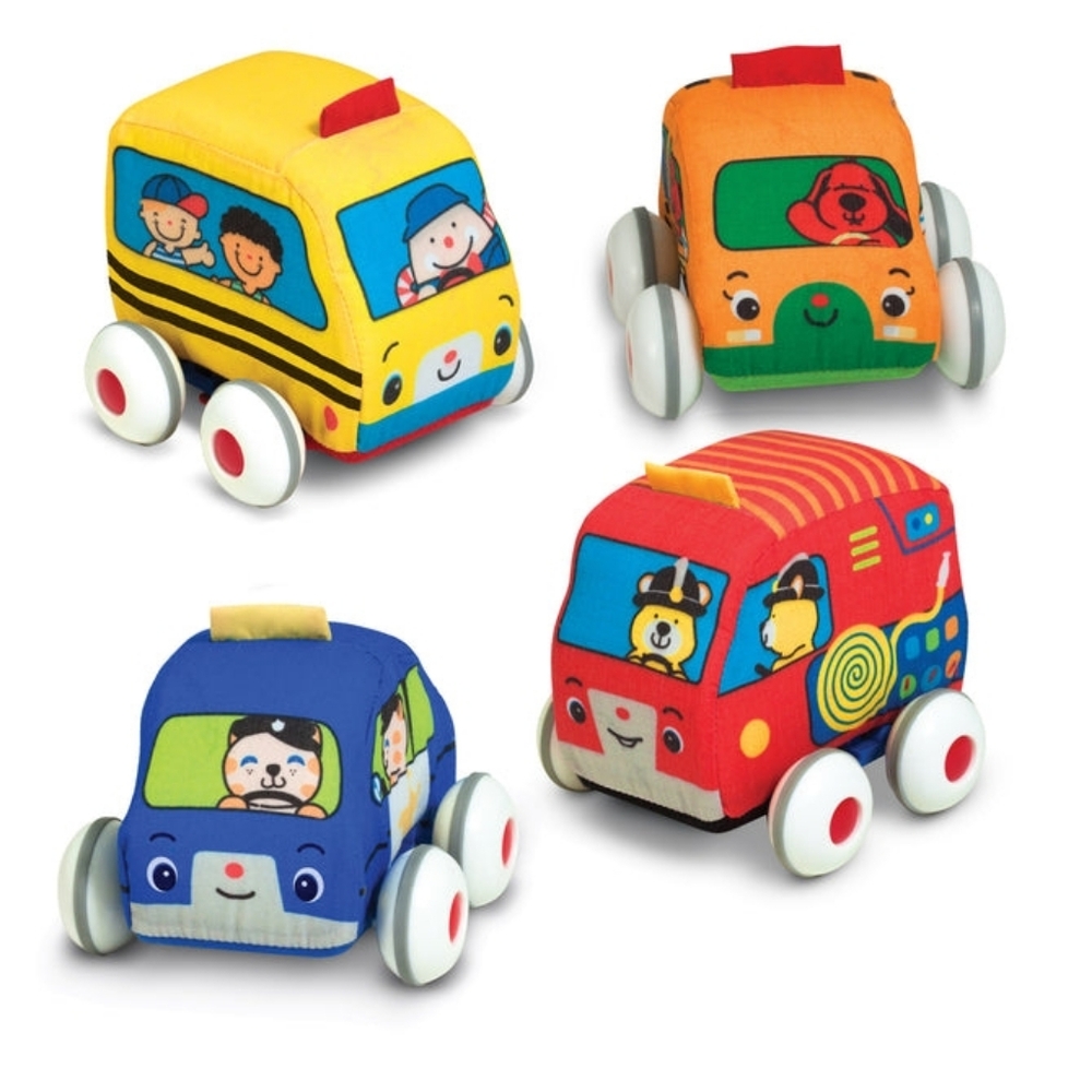 Melissa & Doug‎ K’s Kids Soft Pull-Back Cars 4 School Bus Fire Truck Police Car